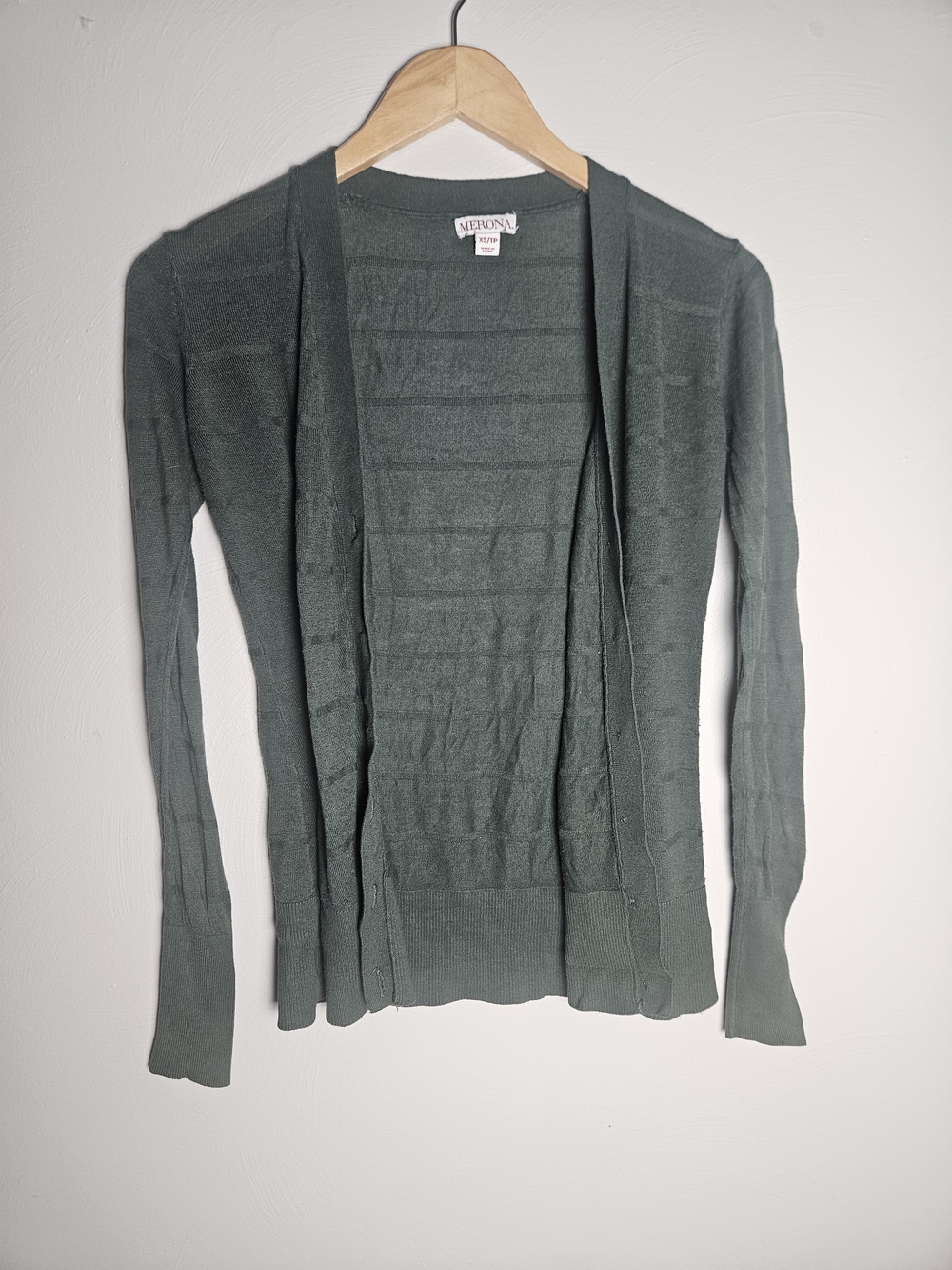 Merona Olive Green Open-Front Lightweight Cardigan
